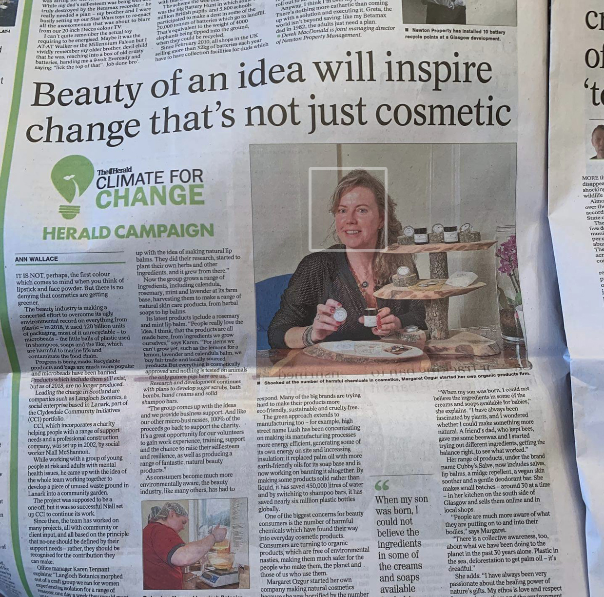 Cubby's salve covered in The Herald newspaper