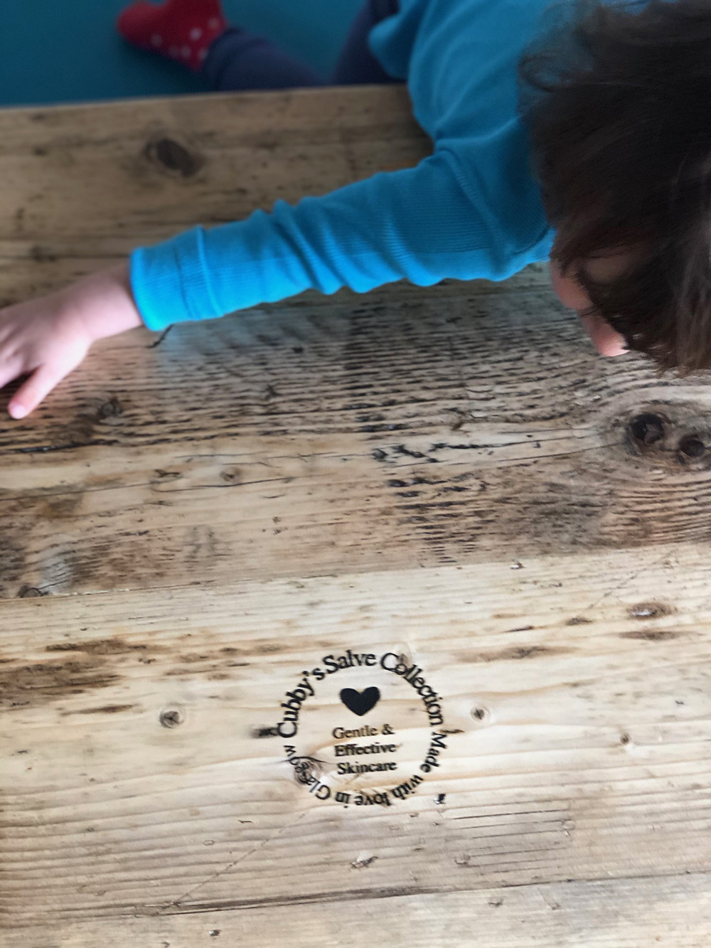 Handmade table by Glasgow Wood Recycling for Cubby's Salve