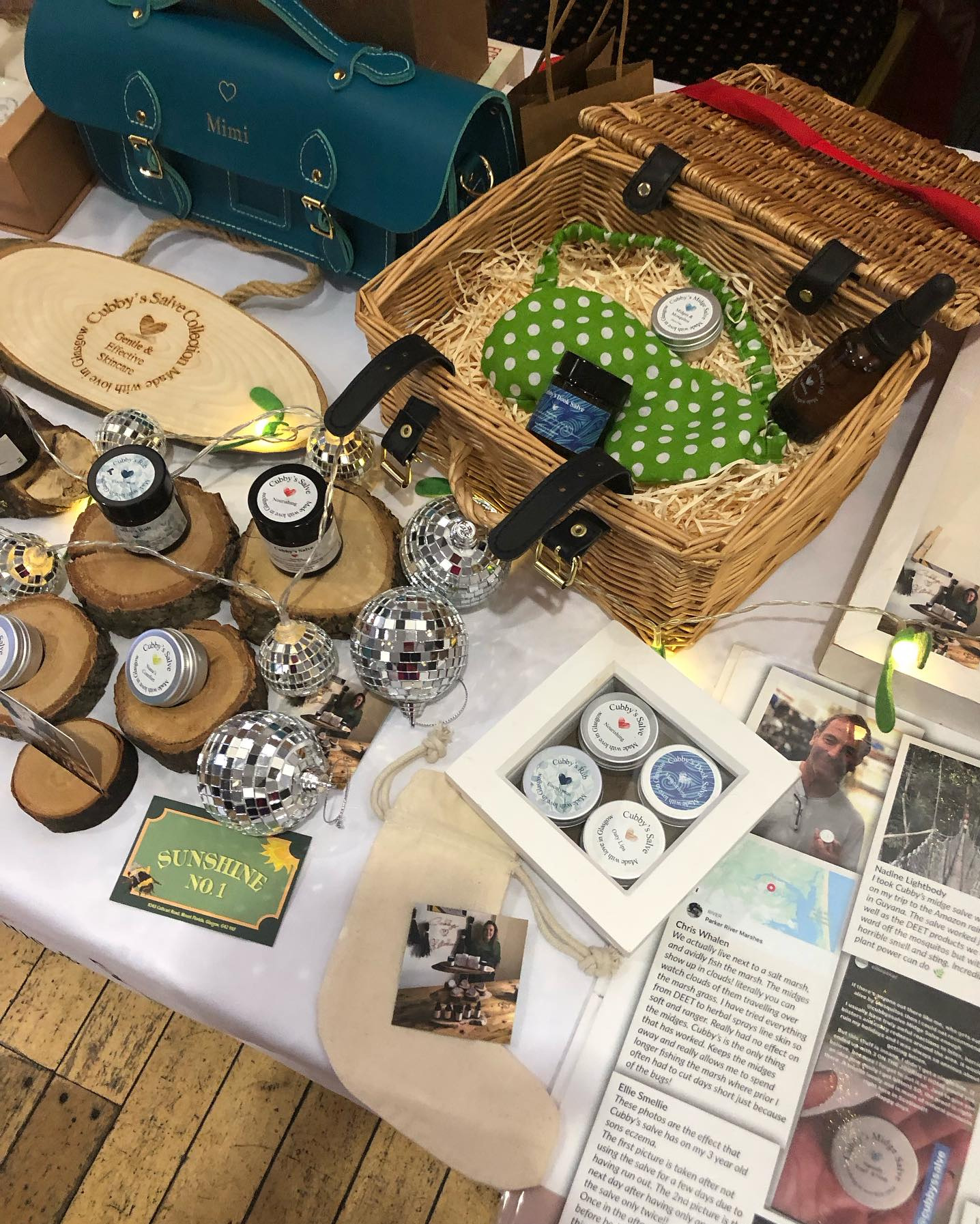 Cubby's Salve products arranged on the table